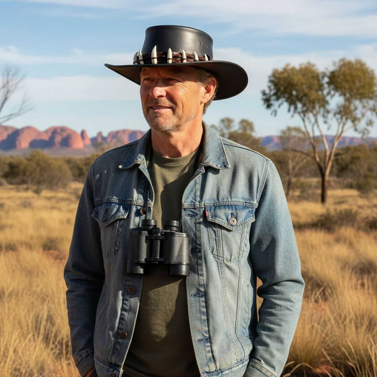 Jacaru 112SE Lightning Jack Special Edition Leather Hat - 15 Real Crocodile Teeth Hatband (Made in Australia)