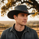 Jacaru 1134 Wild Roo Kangaroo Leather Digger Hat - Crocodile Hatband & UPF 50+ (Made in Australia)
