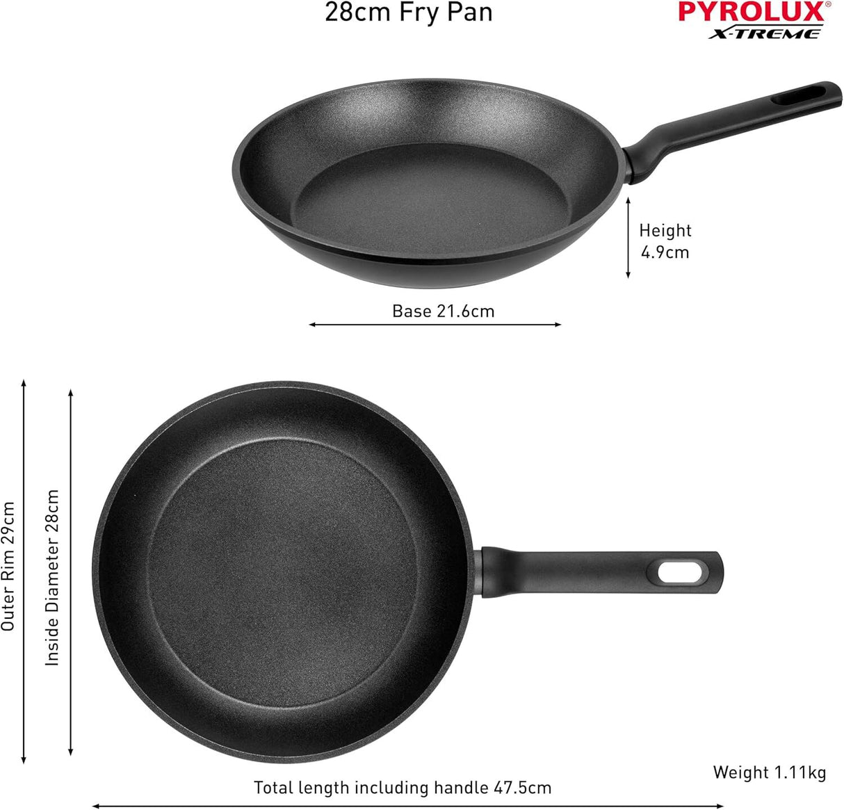 3-Piece Pyrolux Xtreme Non-Stick Induction Compatible Fry Pan Set - 20/24/28cm
