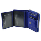 Pierre Cardin Woven Leather Zip-Around Bi-Fold Wallet - Blue (RFID Protection)