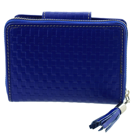 Pierre Cardin Woven Leather Zip-Around Bi-Fold Wallet - Blue (RFID Protection)