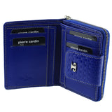 Pierre Cardin Woven Leather Zip-Around Bi-Fold Wallet - Blue (RFID Protection)