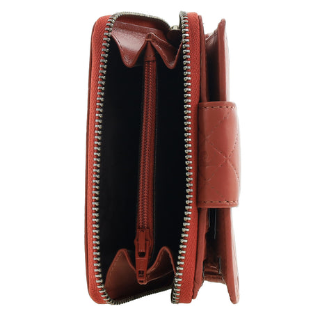 Pierre Cardin Quilted Leather Zip-Around Bi-Fold Wallet - Tobasco Red (RFID Protection)