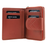 Pierre Cardin Quilted Leather Zip-Around Bi-Fold Wallet - Tobasco Red (RFID Protection)