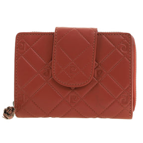 Pierre Cardin Quilted Leather Zip-Around Bi-Fold Wallet - Tobasco Red (RFID Protection)