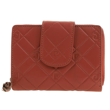 Pierre Cardin Quilted Leather Zip-Around Bi-Fold Wallet - Tobasco Red (RFID Protection)