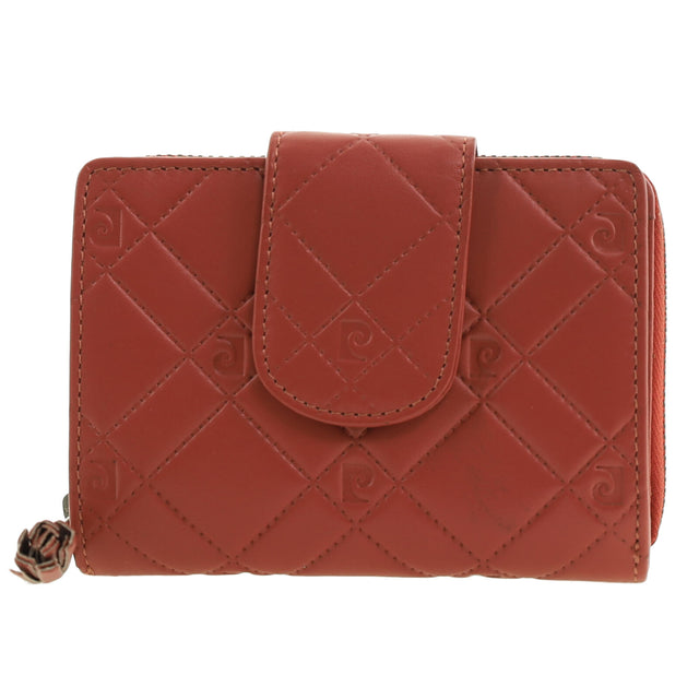 Pierre Cardin Quilted Leather Zip-Around Bi-Fold Wallet - Tobasco Red (RFID Protection)