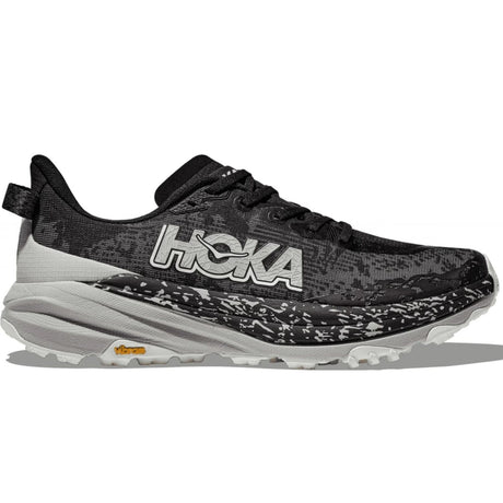 Hoka Speedgoat 6 Men’s Trail Running Shoes Vibram Megagrip CMEVA in Black/Stardust