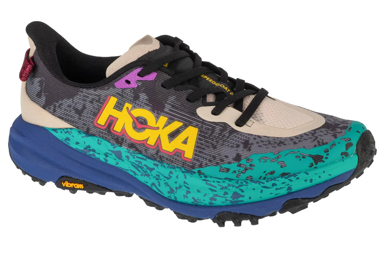 Hoka Speedgoat 6 Men’s Trail Running Shoes Vibram CMEVA in Oatmeal/Mountain Iris