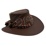 Jacaru 1152 Womens Kangaroo Leather Breeze Hat - Mesh Crown & Aboriginal Scarf (Made in Australia)