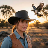Jacaru 1153 Magpie Bovine Leather Hat - Water Resistant & UPF 50+ (Made in Australia)