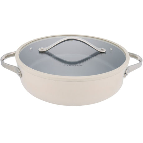 Pyrolux NEXGEN 28cm Ceramic Non-Stick Chef Saute Pan - Ivory (Induction & Oven Safe)