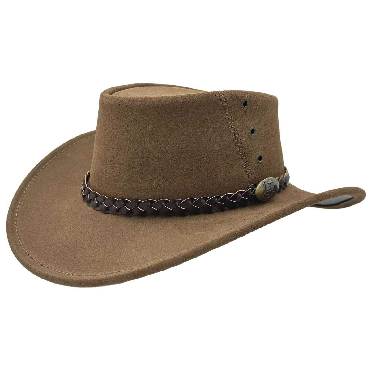 Jacaru 1154 Kookaburra Suede Leather Hat - Water Resistant & UPF 50+ (Made in Australia)