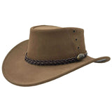 Jacaru 1154 Kookaburra Suede Leather Hat - Water Resistant & UPF 50+ (Made in Australia)