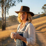 Jacaru 1154 Kookaburra Suede Leather Hat - Water Resistant & UPF 50+ (Made in Australia)