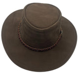 Jacaru 1154 Kookaburra Suede Leather Hat - Water Resistant & UPF 50+ (Made in Australia)