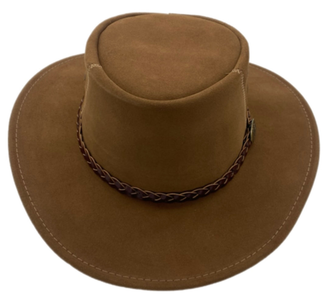 Jacaru 1154 Kookaburra Suede Leather Hat - Water Resistant & UPF 50+ (Made in Australia)
