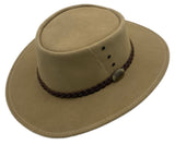 Jacaru 1154 Kookaburra Suede Leather Hat - Water Resistant & UPF 50+ (Made in Australia)
