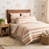 Renee Taylor William Stripe Textured Cotton Slub Reversible Kids Quilt Cover Set