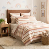 Renee Taylor William Stripe Textured Cotton Slub Reversible Quilt Cover Set