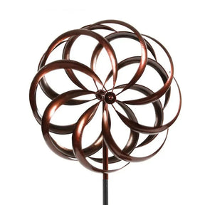 Garden 210cm Metal East Meets West Windmill Wind Spinner Outdoor Decor - Bronze