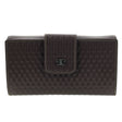 Pierre Cardin Woven Leather Long Wallet - Steel Brown (Snap Closure & RFID Protection)