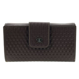 Pierre Cardin Woven Leather Long Wallet - Steel Brown (Snap Closure & RFID Protection)