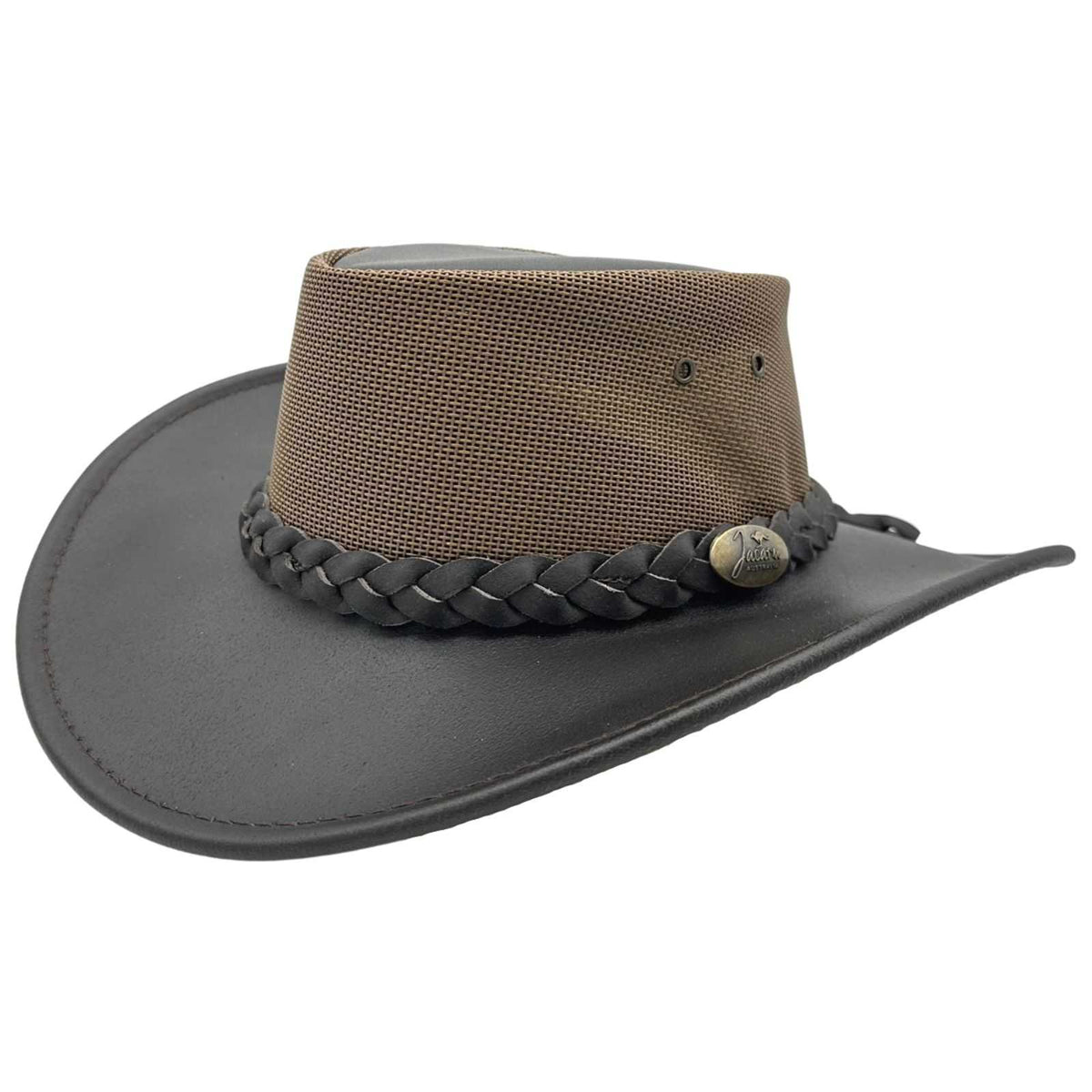 Jacaru 116 Dingo Koolaroo Leather Breeze Hat - Mesh Crown (Made in Australia)