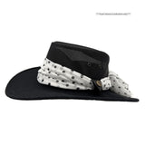 Jacaru 1023 Horizon Womens Vegan Leather Breeze Hat with Scarf - Mesh Crown (Made in Australia)