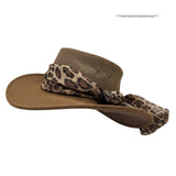 Jacaru 1023 Horizon Womens Vegan Leather Breeze Hat with Scarf - Mesh Crown (Made in Australia)
