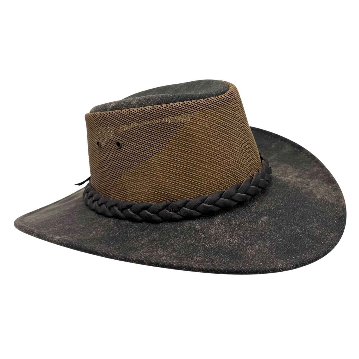 Jacaru 116 Dingo Koolaroo Leather Breeze Hat - Mesh Crown (Made in Australia)