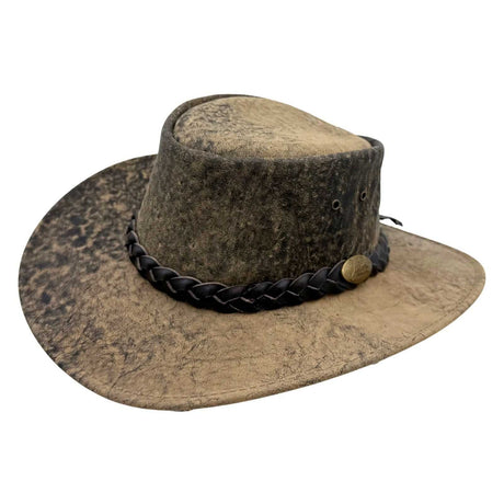 Jacaru 1172 Stonewash Squashy Kangaroo Leather Hat - Foldable & UPF 50+ (Made in Australia)
