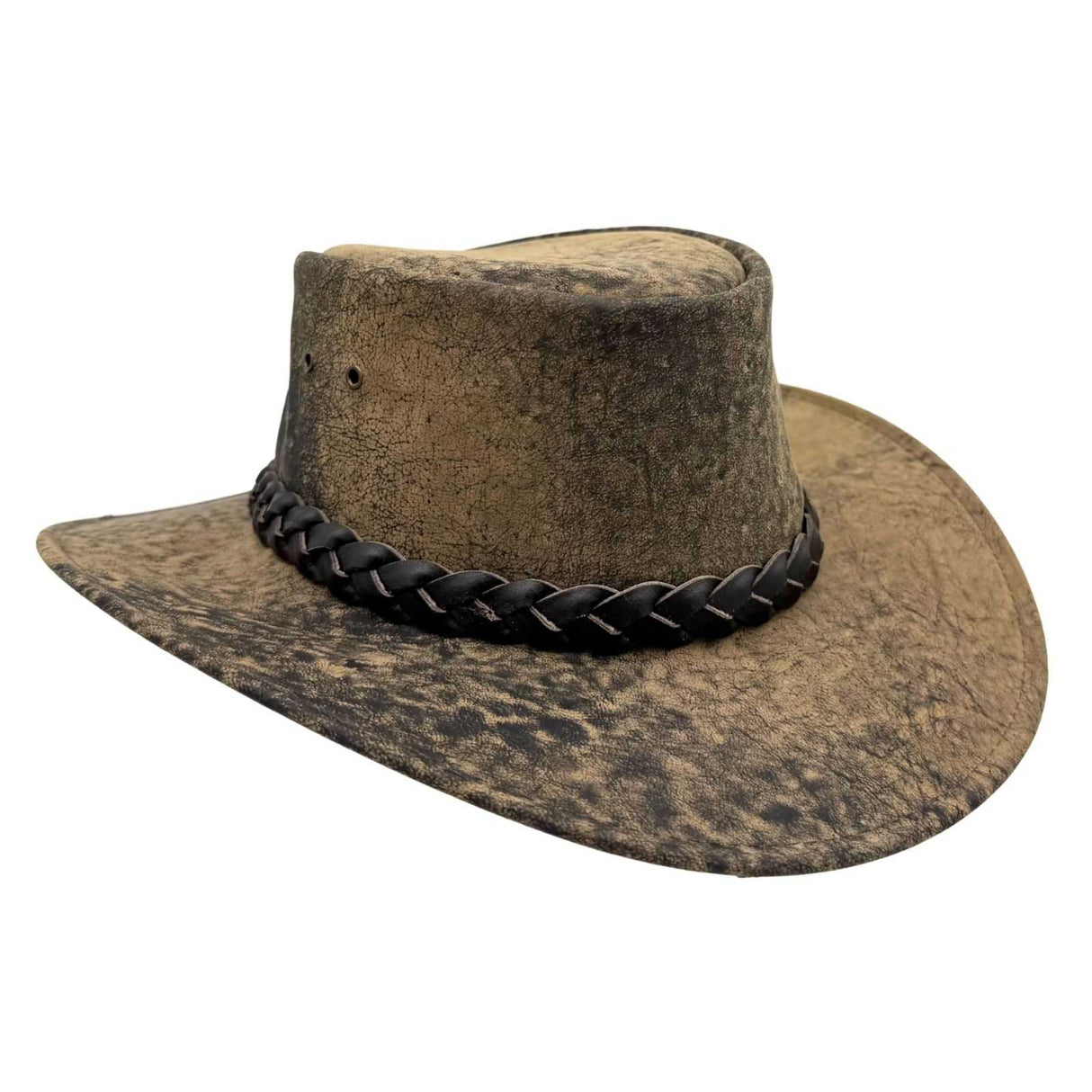 Jacaru 1172 Stonewash Squashy Kangaroo Leather Hat - Foldable & UPF 50+ (Made in Australia)