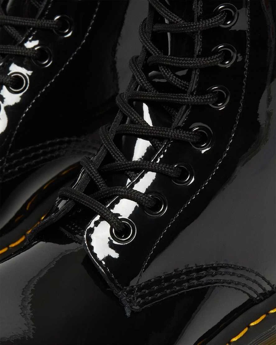Dr. Martens Womens Leather 1460 Boots Shoes in Black Patent Lamper