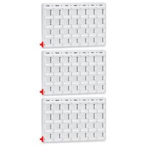 3x 7-Day Weekly Pill Box Pack - Clear Medicine/Vitamin Tablet Storage Case Container