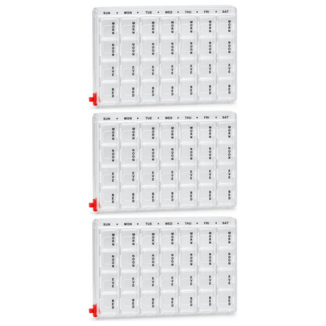3x 7-Day Weekly Pill Box Pack - Clear Medicine/Vitamin Tablet Storage Case Container