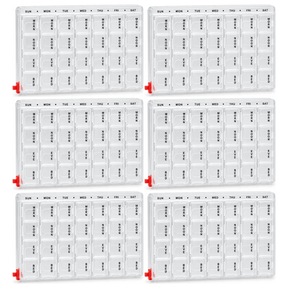 6x 7-Day Weekly Pill Box Bulk Pack - Clear Medicine/Vitamin Tablet Storage Case Container