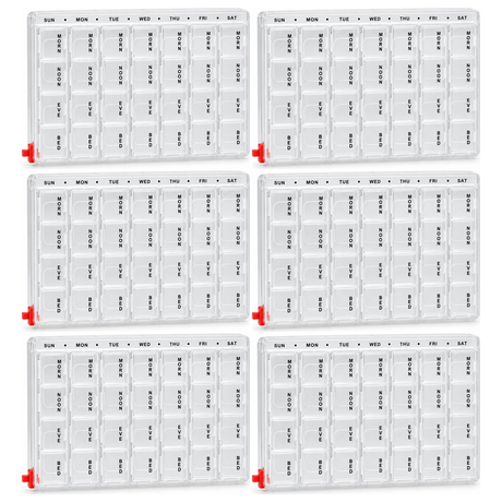 6x 7-Day Weekly Pill Box Bulk Pack - Clear Medicine/Vitamin Tablet Storage Case Container