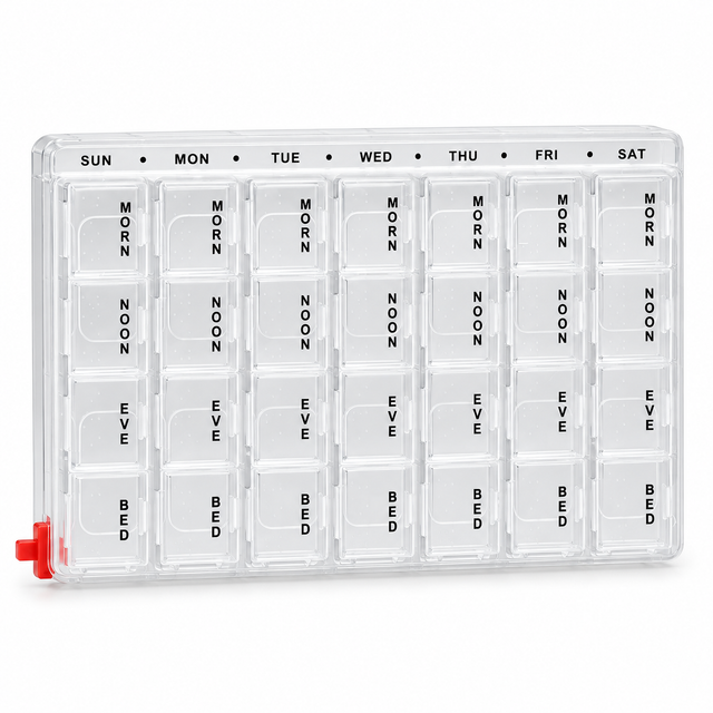 7-Day Weekly Pill Box - Clear Medicine/Vitamin Tablet Storage Case Container