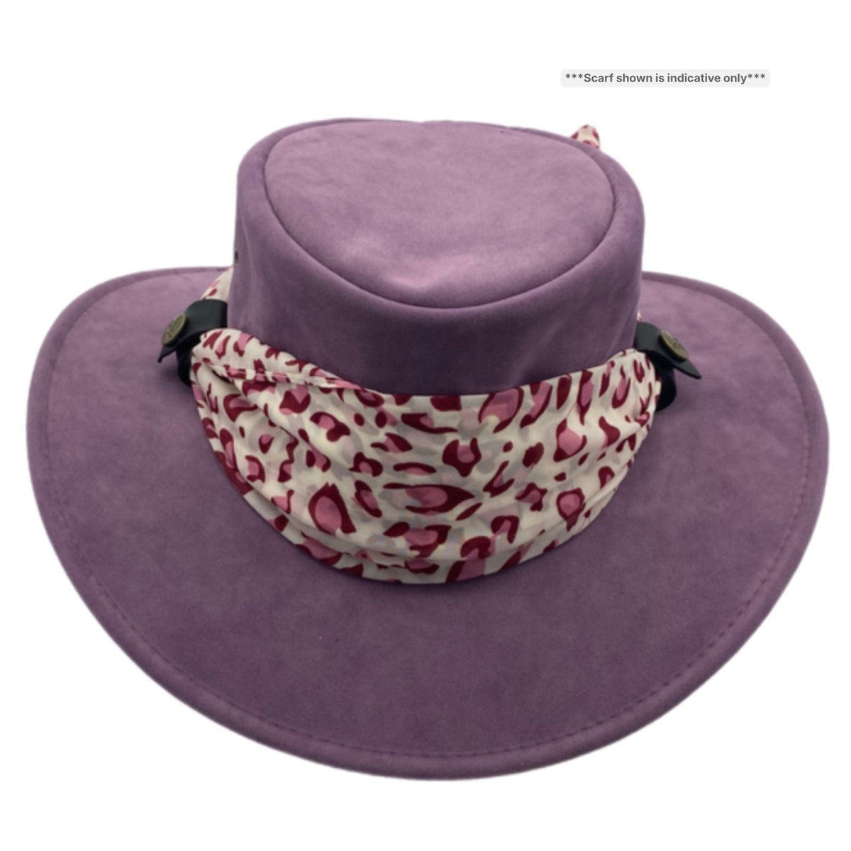 Jacaru 1103 Alice Womens Vegan Leather Hat with Scarf - Water Repellent & UPF 50+ (Made in Australia)