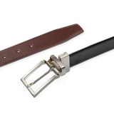 Dents Mens Heritage Reversible Full-Grain Leather Belt in Black/Burgundy