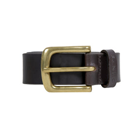 Dents Men’s Heritage Lined Full-Grain Leather Belt with Brass Buckle in Brown