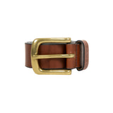 Dents Mens Heritage Lined Full-Grain Leather Belt with Brass Buckle in Tan