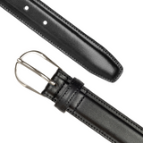 Dents Mens Heritage Leather Belt w/ Silver Buckle & Gift Box in Black (Made in Britain)