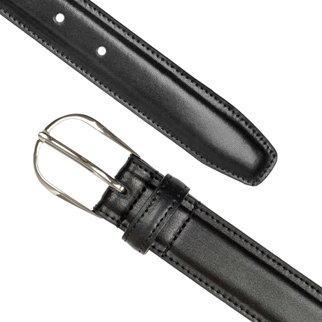 Dents Mens Heritage Leather Belt w/ Silver Buckle & Gift Box in Black (Made in Britain)