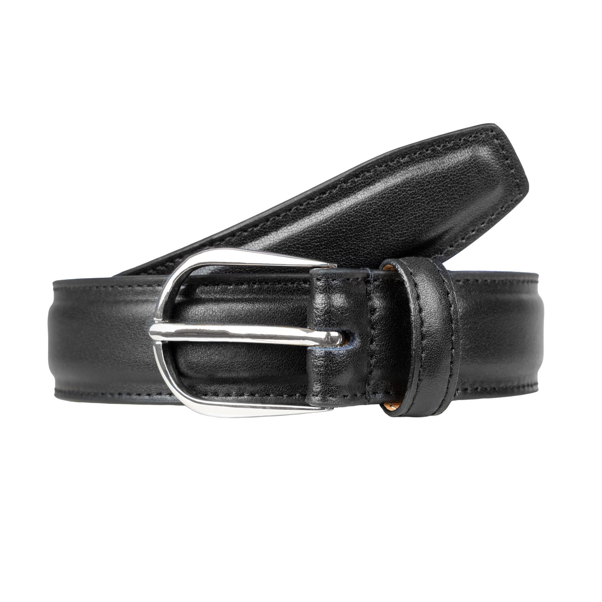 Dents Mens Heritage Leather Belt w/ Silver Buckle & Gift Box in Black (Made in Britain)