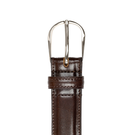 Dents Mens Heritage Leather Belt w/ Silver Buckle & Gift Box in Brown (Made in Britain)