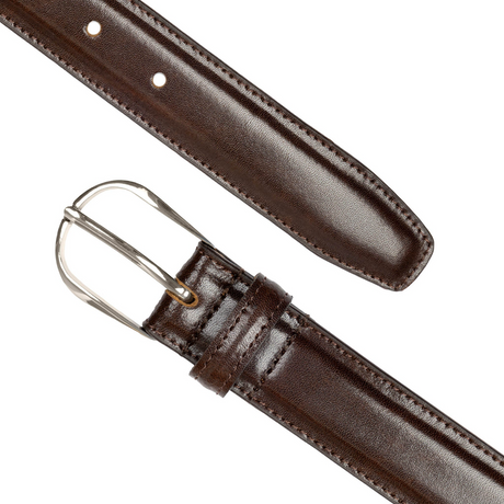 Dents Mens Heritage Leather Belt w/ Silver Buckle & Gift Box in Brown (Made in Britain)