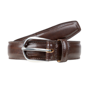 IE LEATHER BELT WITH TOP STITCH AND SINGLE KEEPER Bovine Leather Bos Taurus - XXL