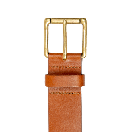 Dents Mens Heritage Lined Full-Grain Leather Belt w/ Antique Brass Buckle - Tan
